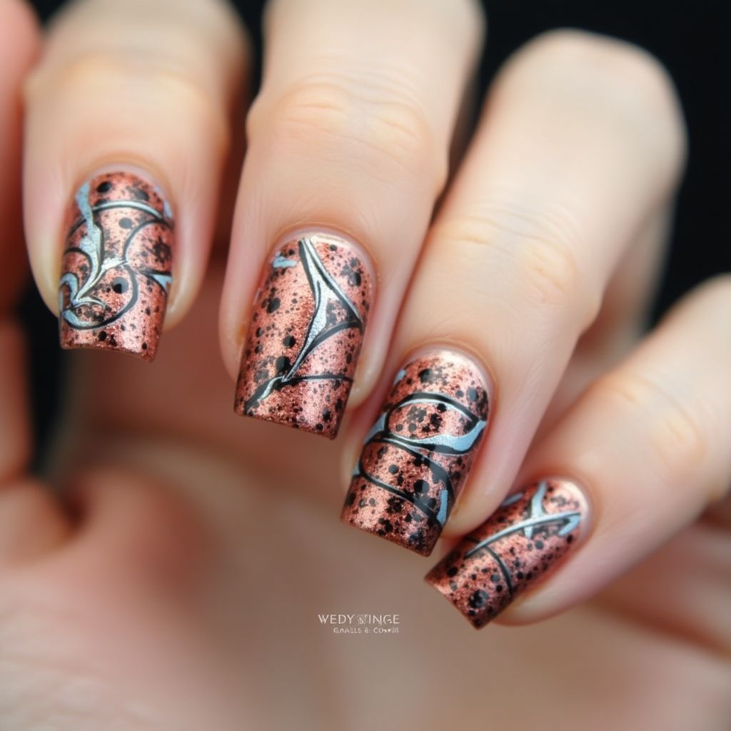 Copper Dotting Nail Design