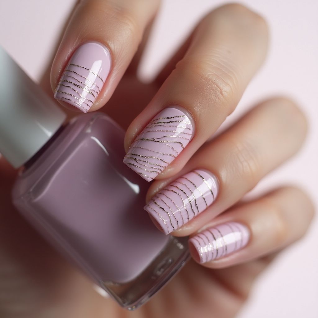 Pastel Purple Stripes And Lines Nail Design
