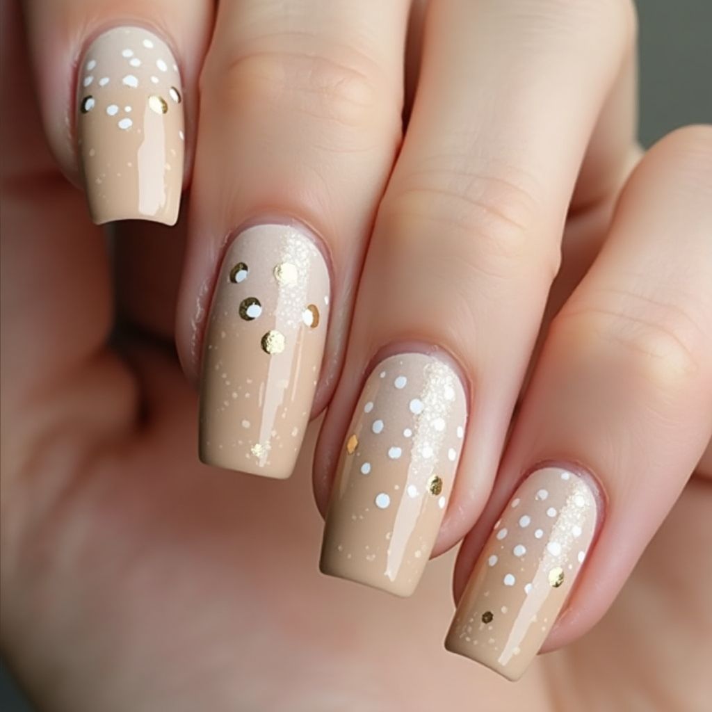 Tan Dotting Nail Design