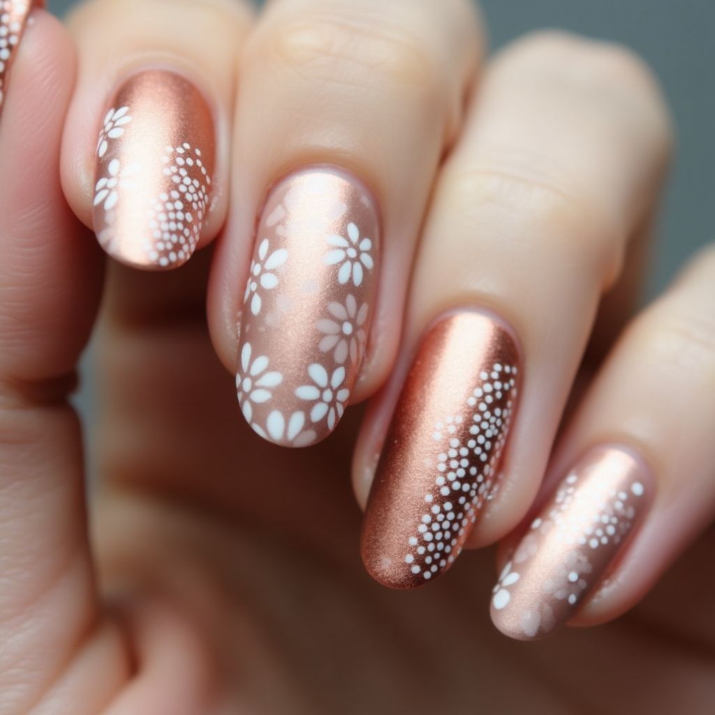 Copper Dotting Nail Design
