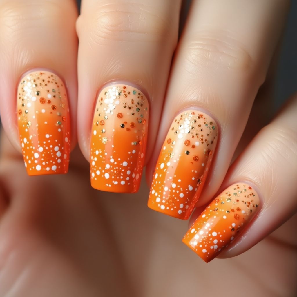 Orange Dotting Nail Design