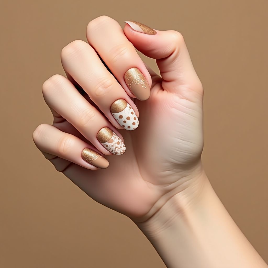 Tan Dotting Nail Design