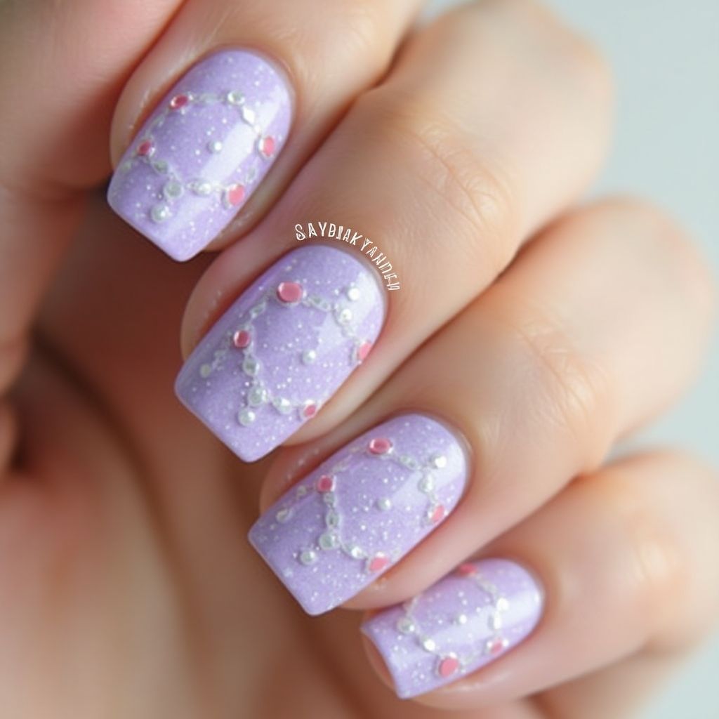 Pastel Purple Dotting Nail Design