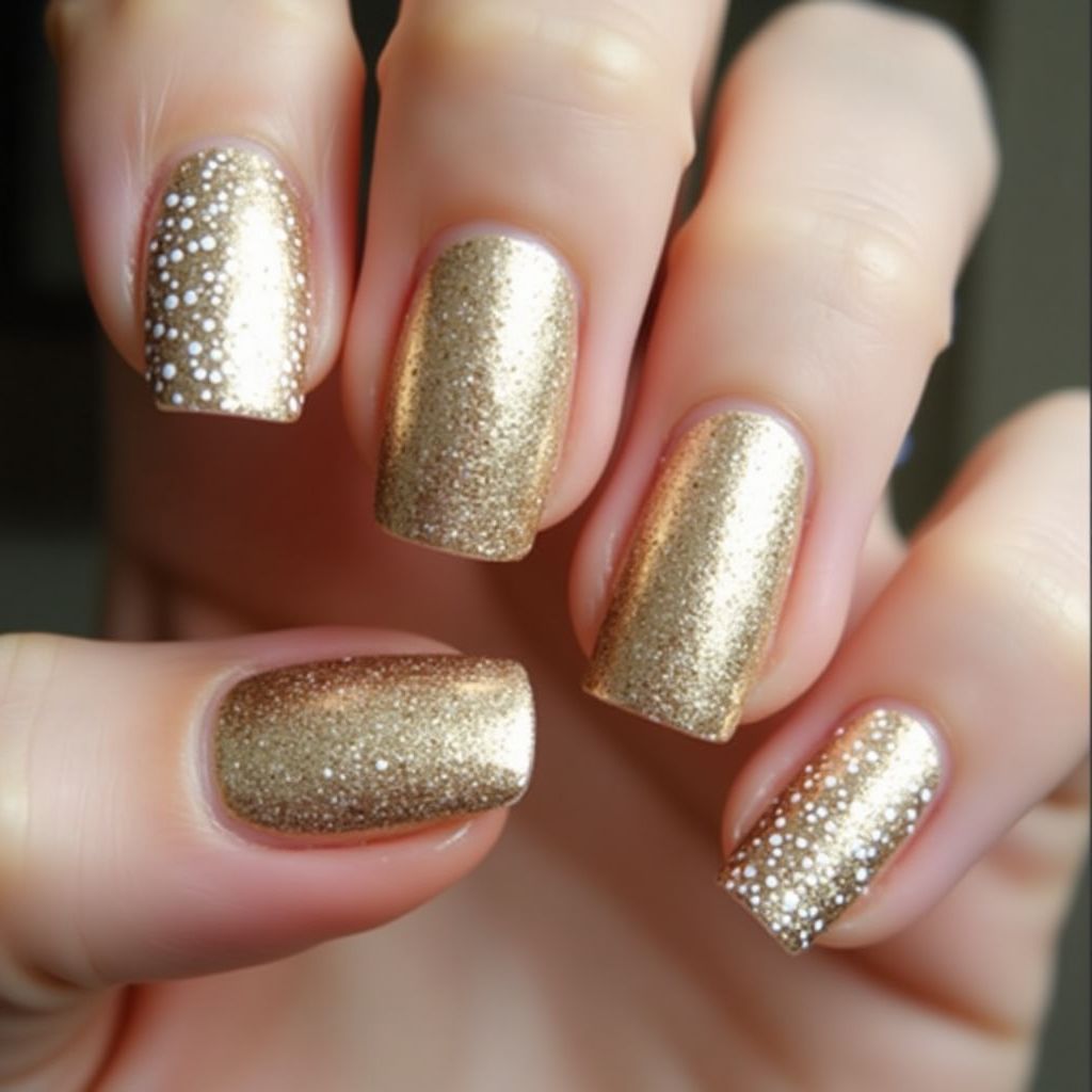 Gold Dotting Nail Design
