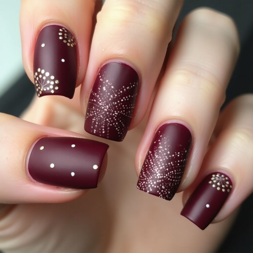 Wine Dotting Nail Design