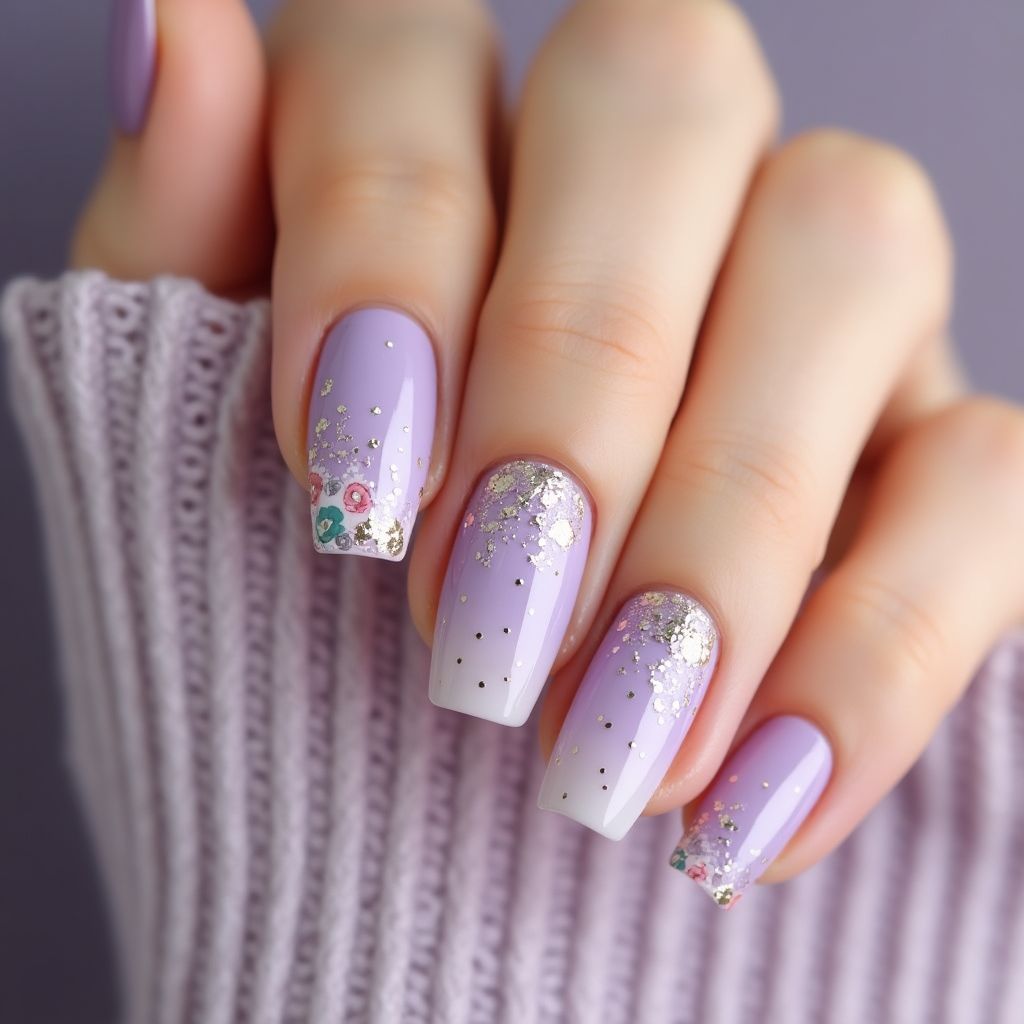 Pastel Purple Dotting Nail Design