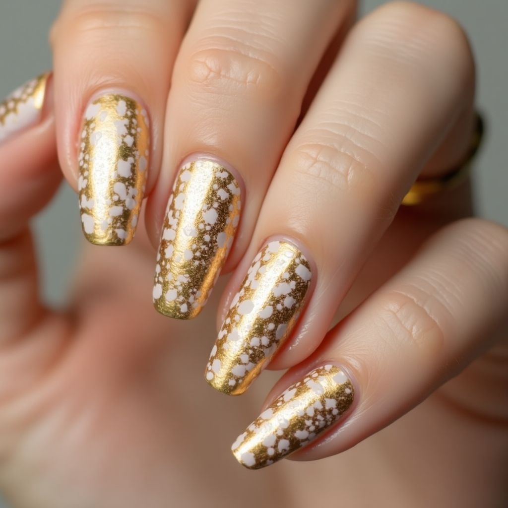 Gold Dotting Nail Design