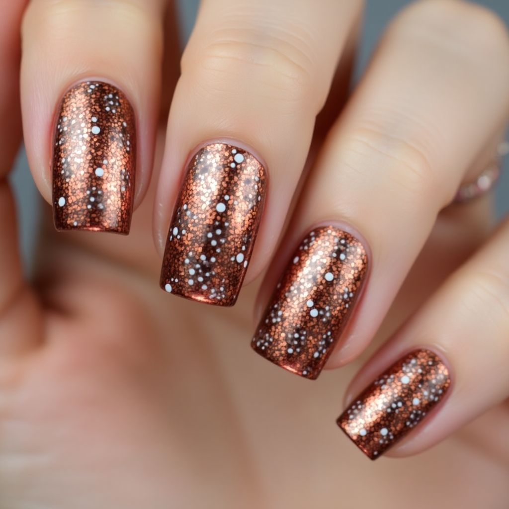 Copper Dotting Nail Design