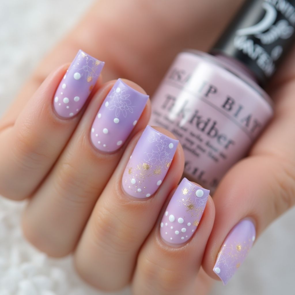 Pastel Purple Dotting Nail Design