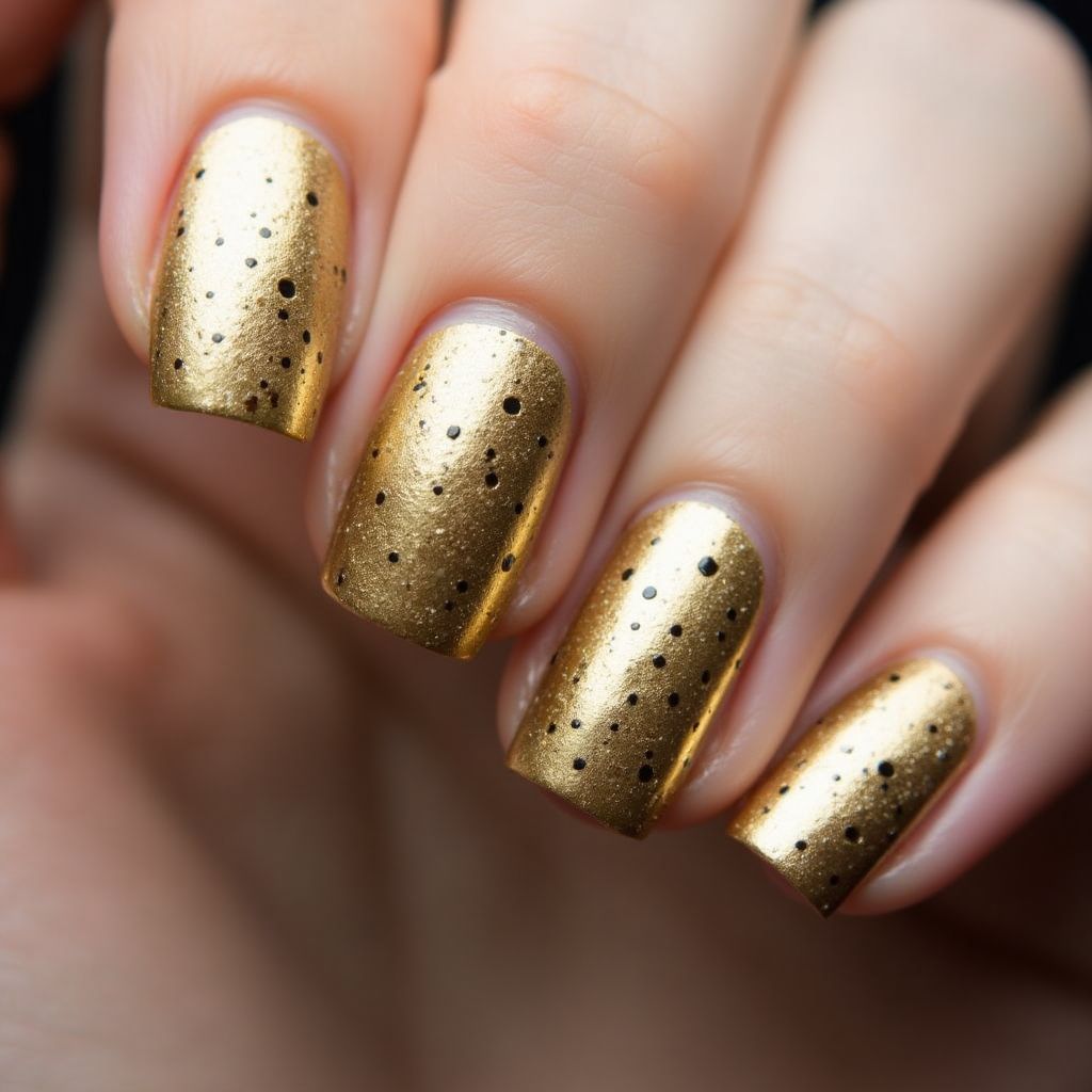 Gold Dotting Nail Design