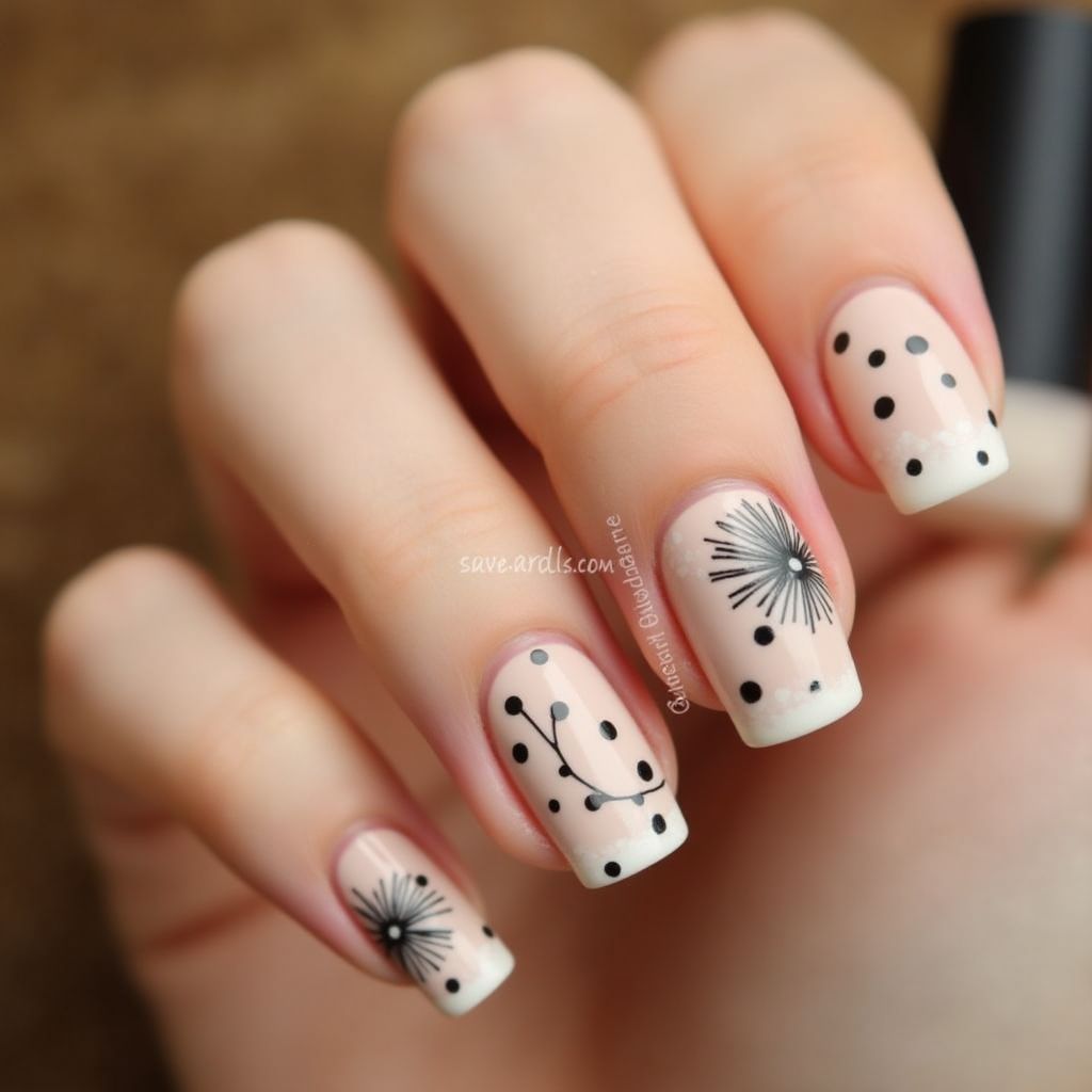 Tan Dotting Nail Design