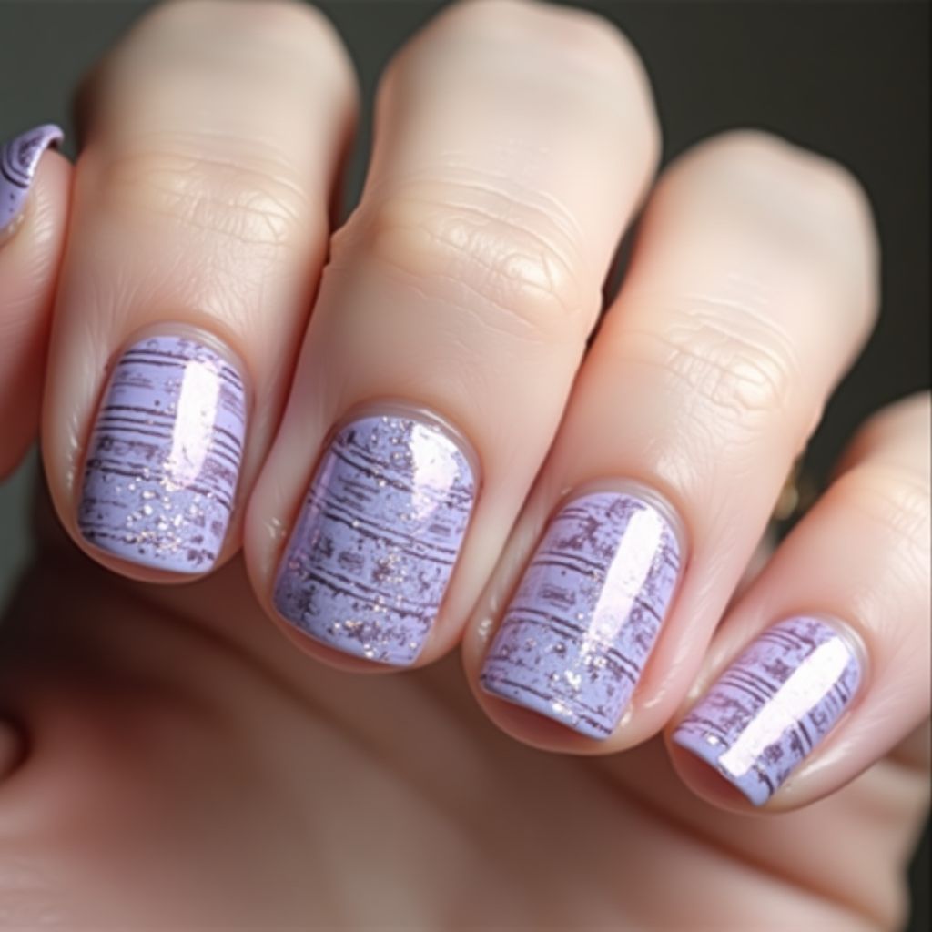 Lilac Stripes And Lines Nail Design