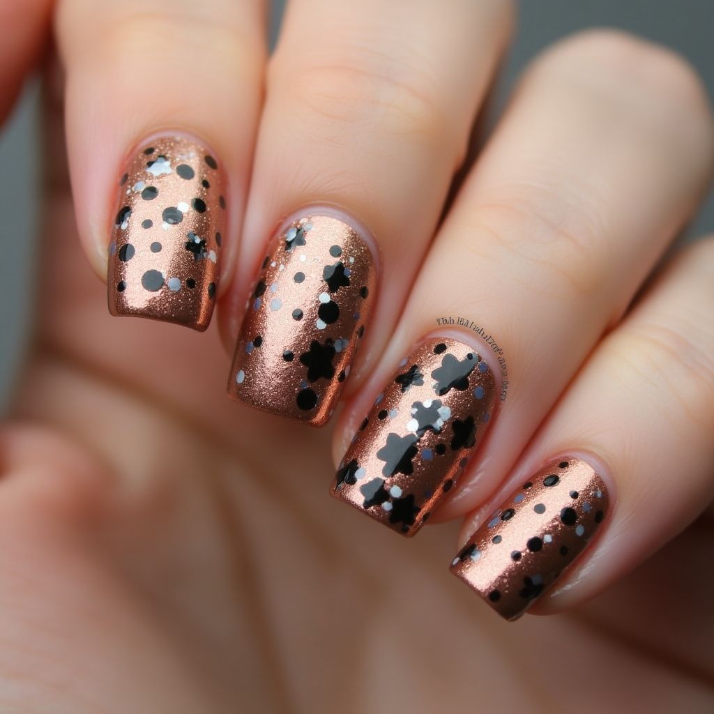 Bronze Dotting Nail Design