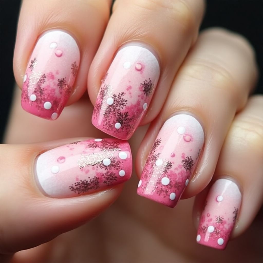 Pink Dotting Nail Design