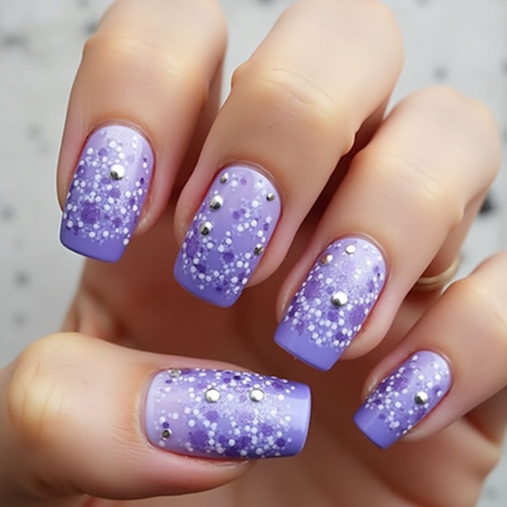 Purple Dotting Nail Design