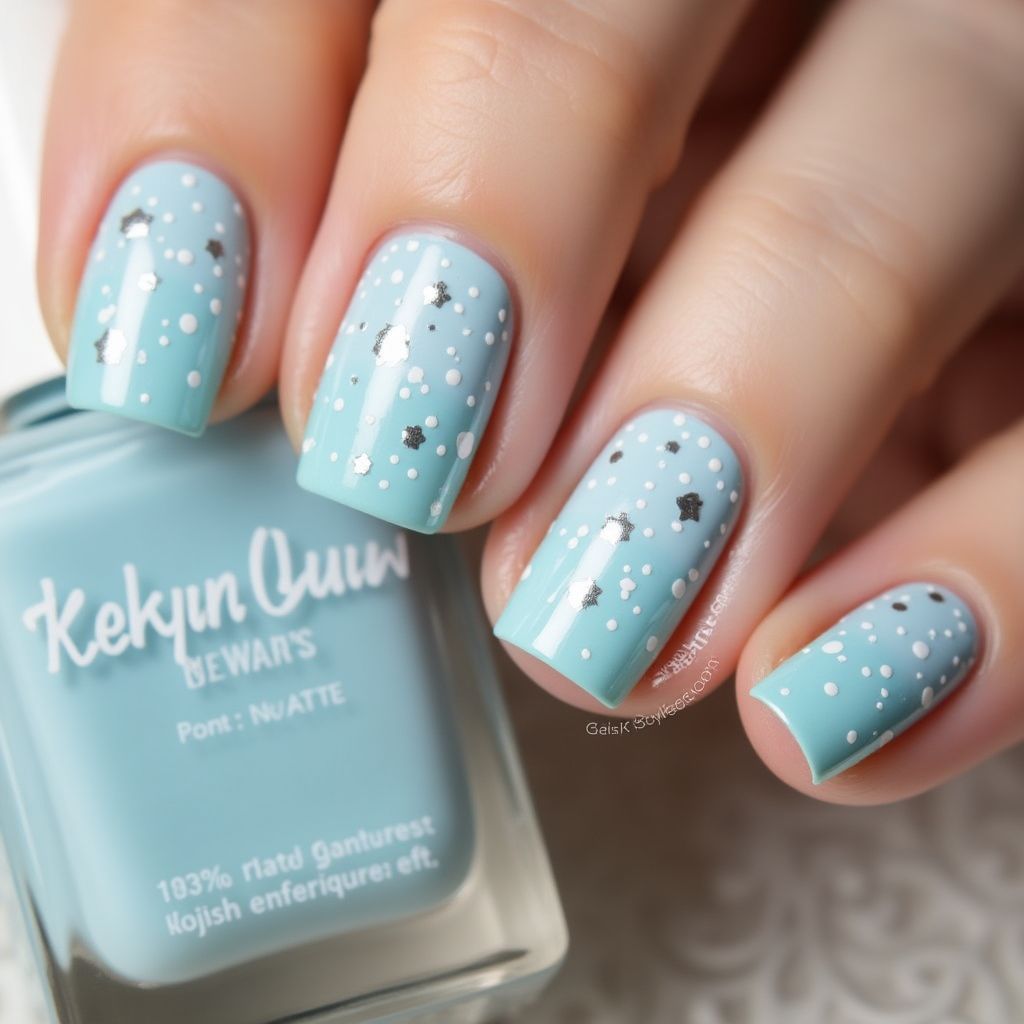 Pastel blue Dotting Nail Design