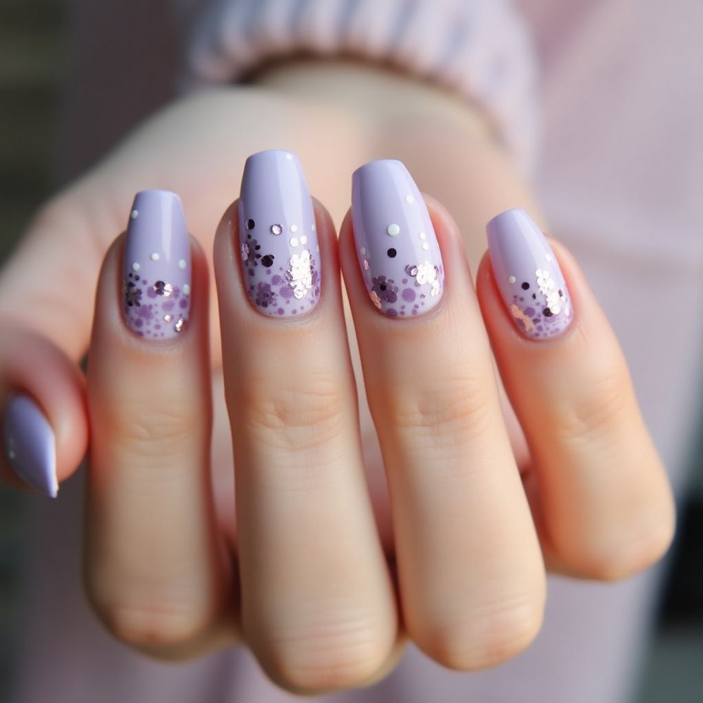 Lilac Dotting Nail Design