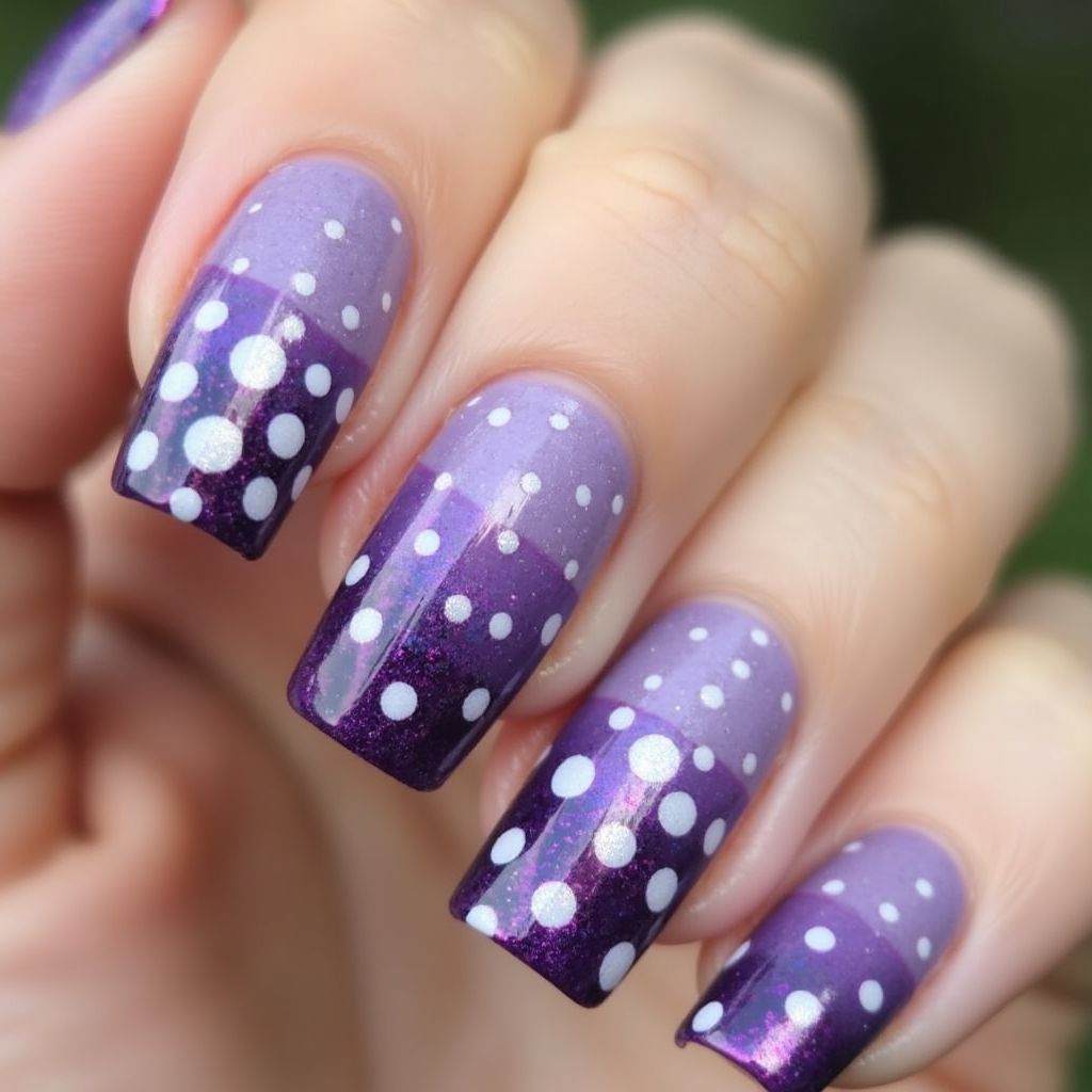 Purple Dotting Nail Design