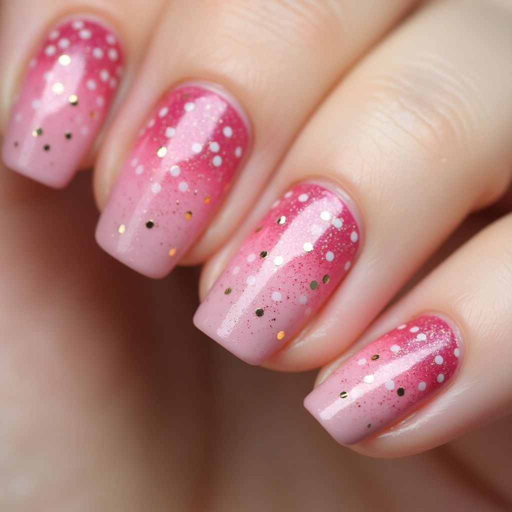 Pink Dotting Nail Design