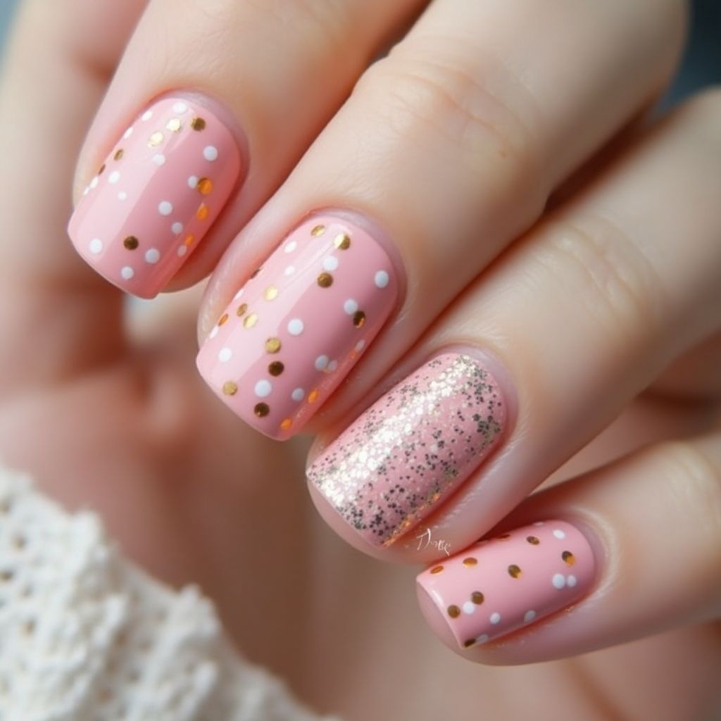 Baby Pink Dotting Nail Design