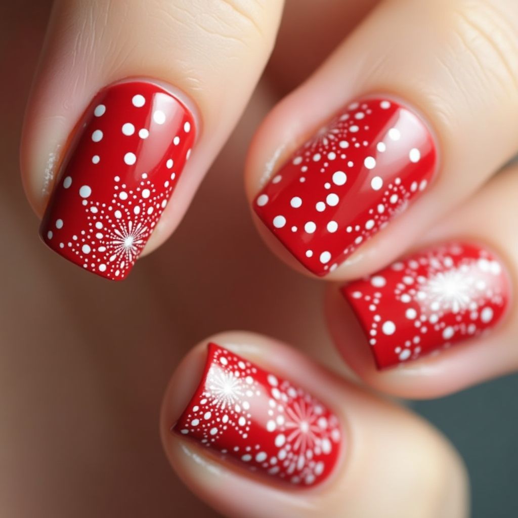 Red Dotting Nail Design