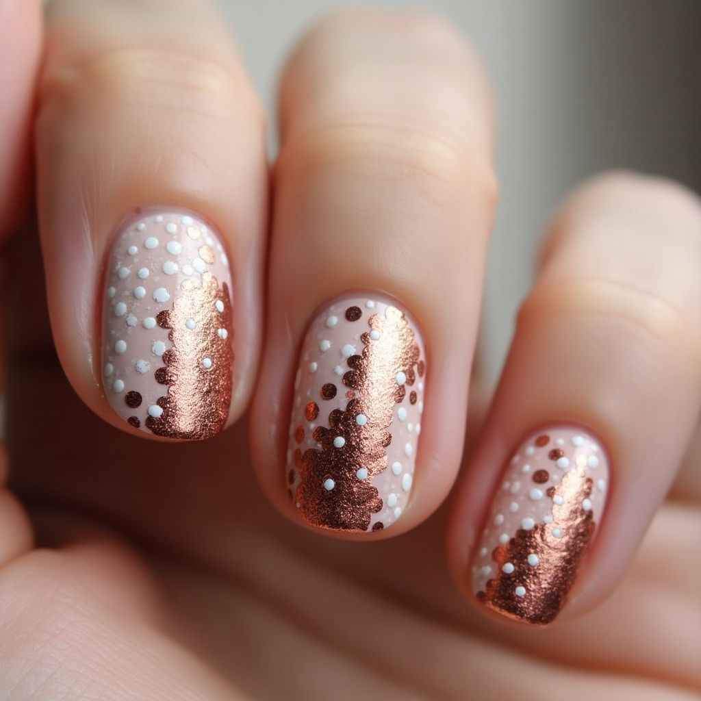 Copper Dotting Nail Design