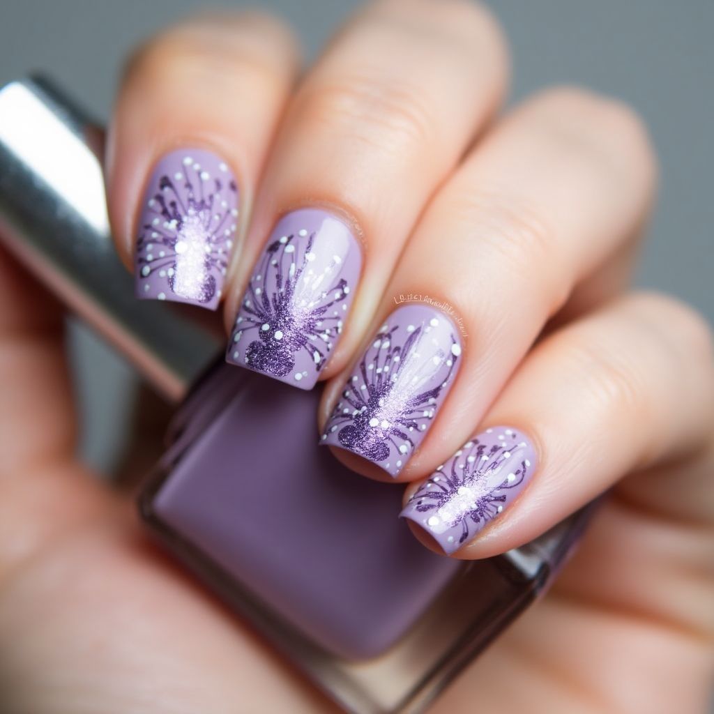 Purple Dotting Nail Design
