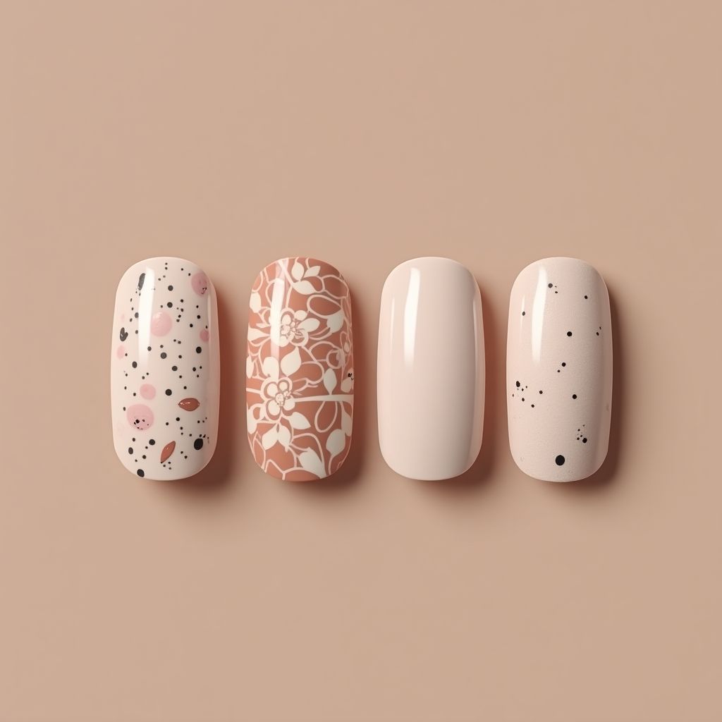 Nude Dotting Nail Design