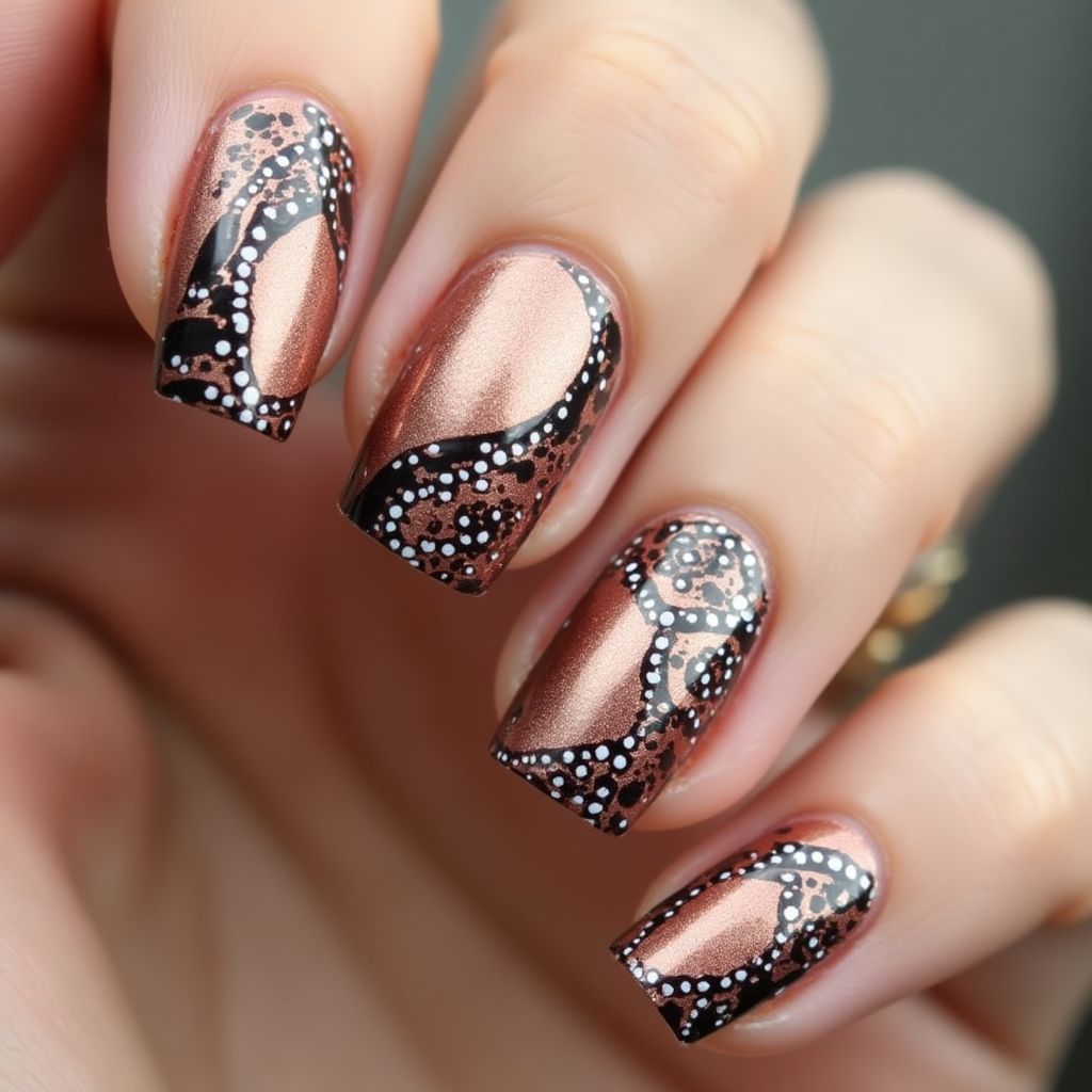 Copper Dotting Nail Design