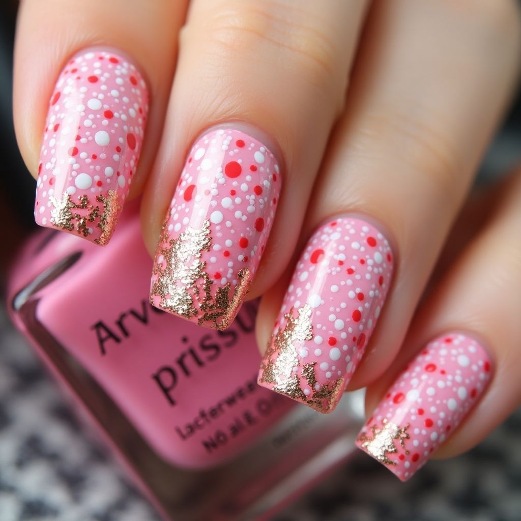 Hot Pink Dotting Nail Design
