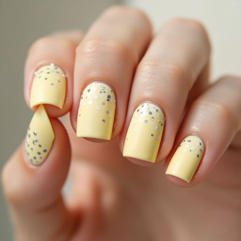 Pastel Yellow Dotting Nail Design