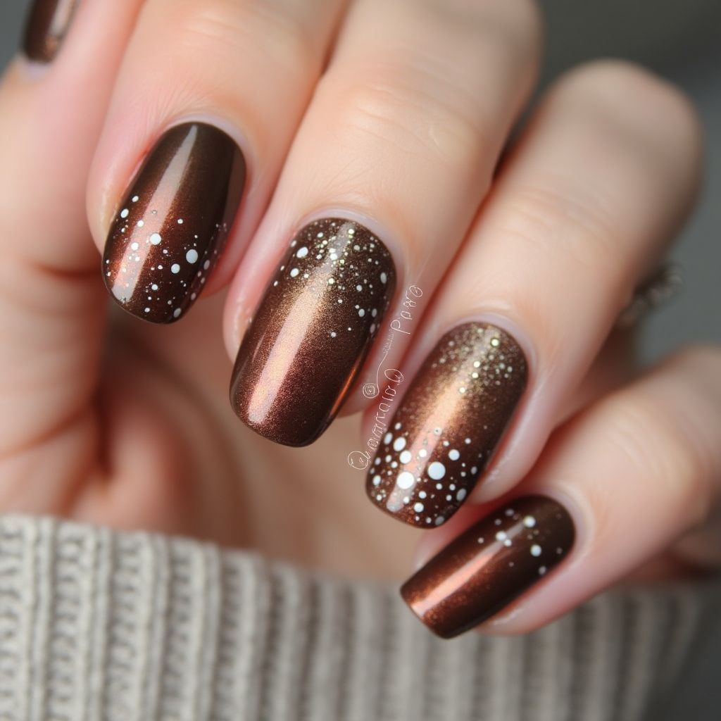 Bronze Dotting Nail Design