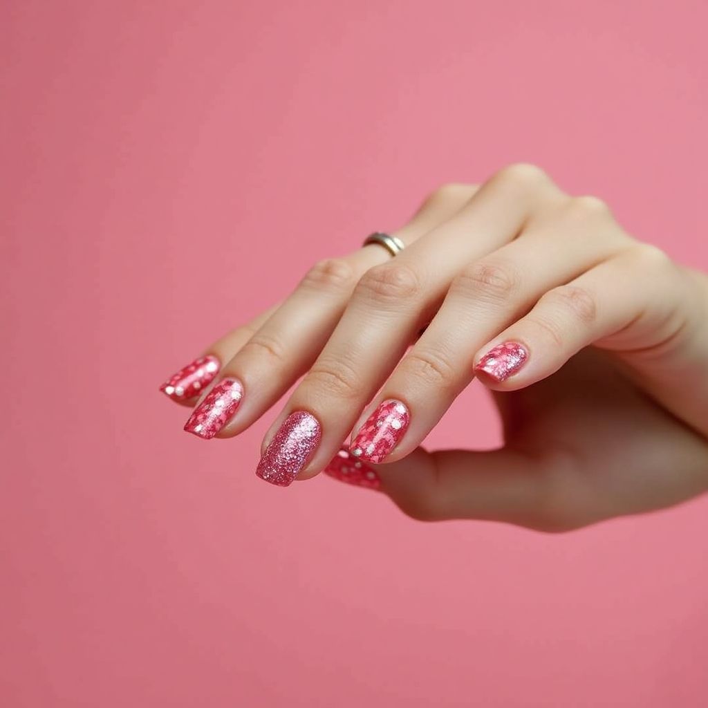 Hot Pink Dotting Nail Design