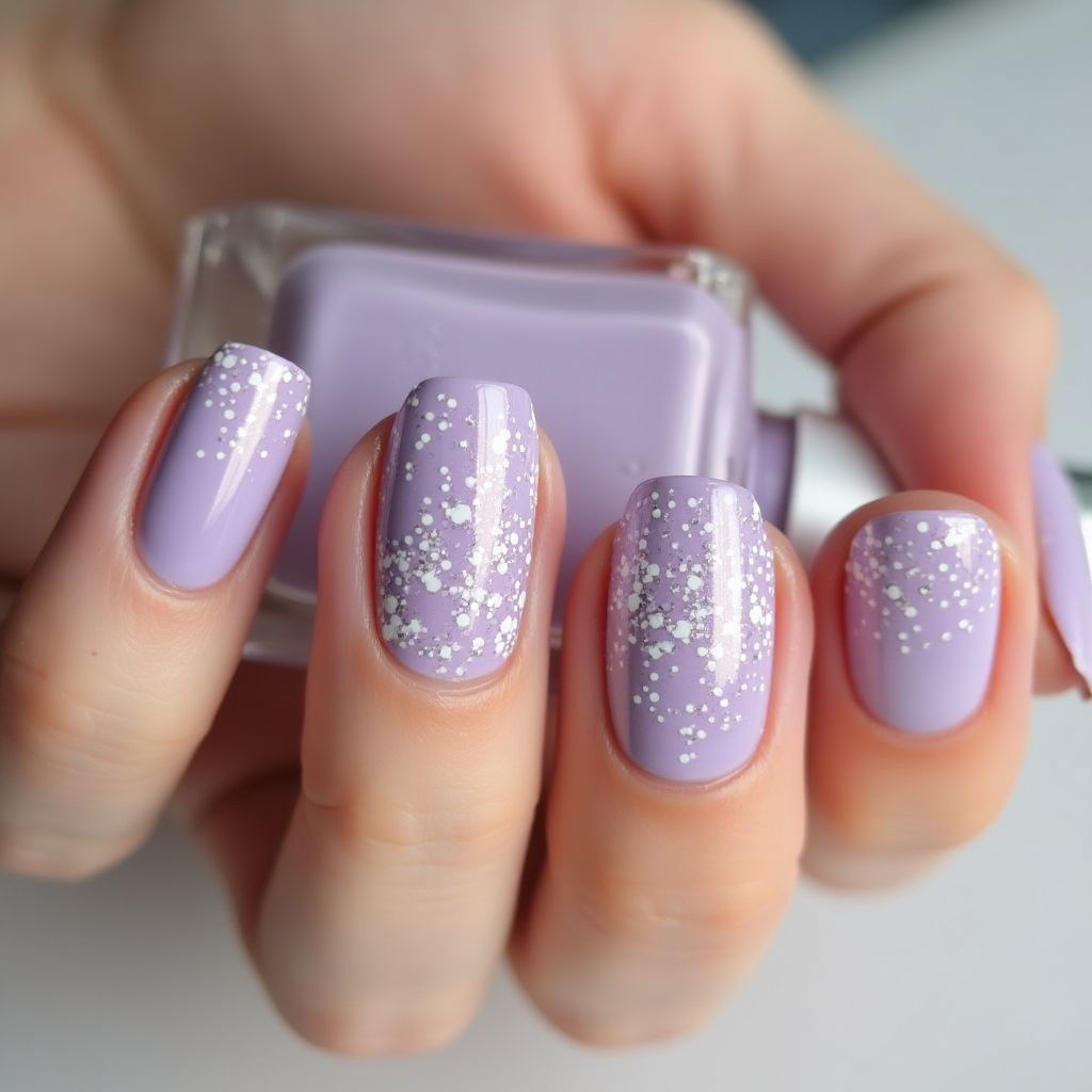 Lilac Dotting Nail Design