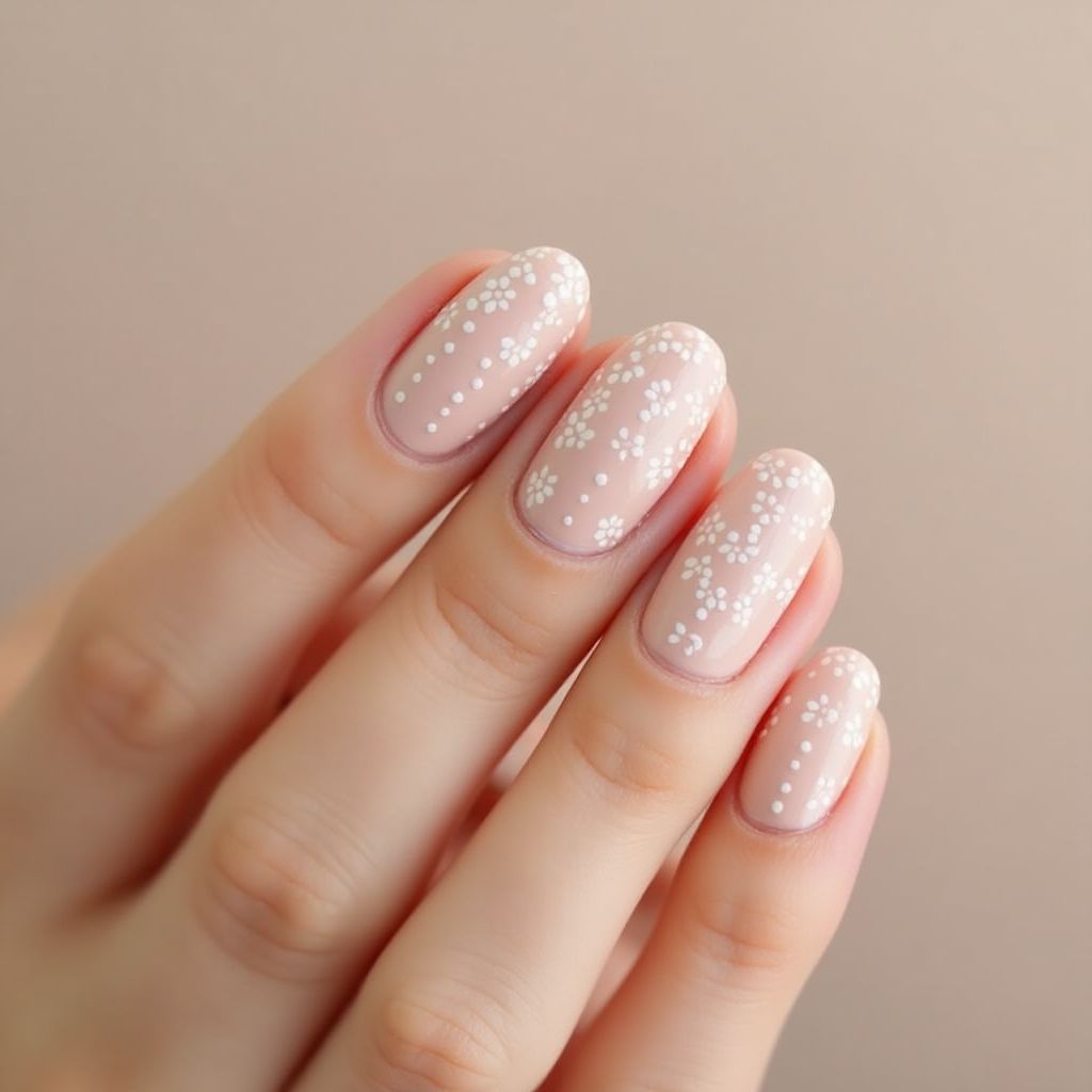 Nude Dotting Nail Design