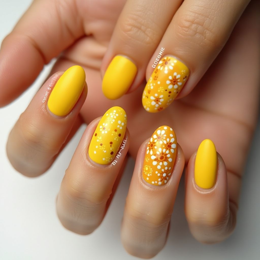 Yellow Dotting Nail Design