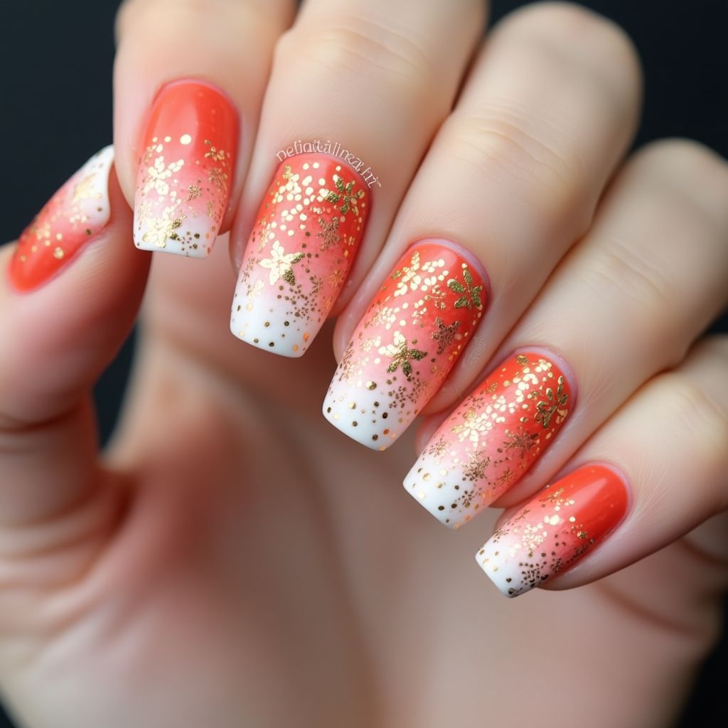 Coral Freehand Art Nail Design