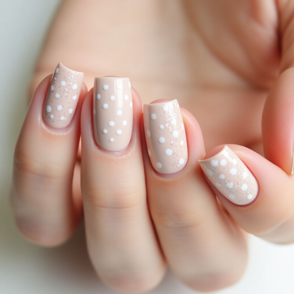Nude Dotting Nail Design
