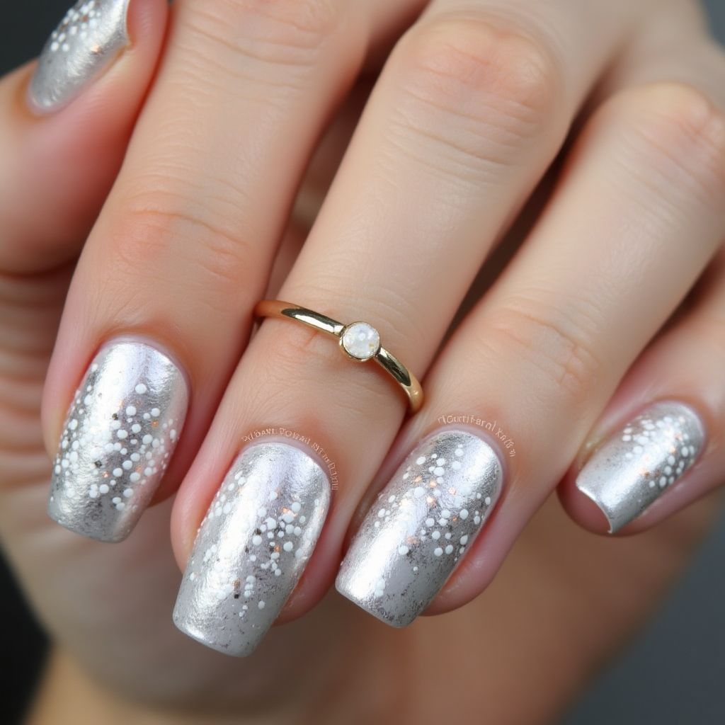 Silver Dotting Nail Design