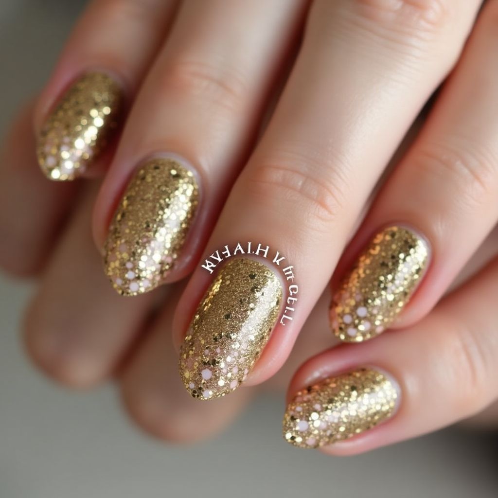 Gold Dotting Nail Design