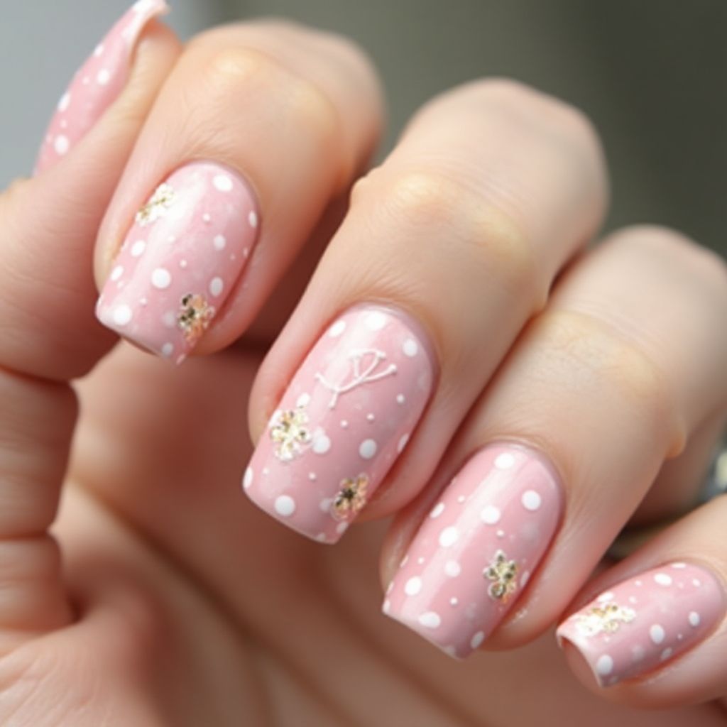 Baby Pink Dotting Nail Design