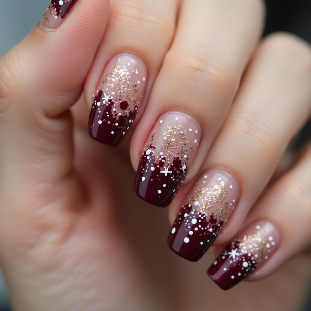 Wine Dotting Nail Design
