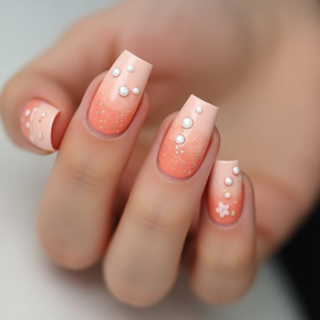 Peach Dotting Nail Design