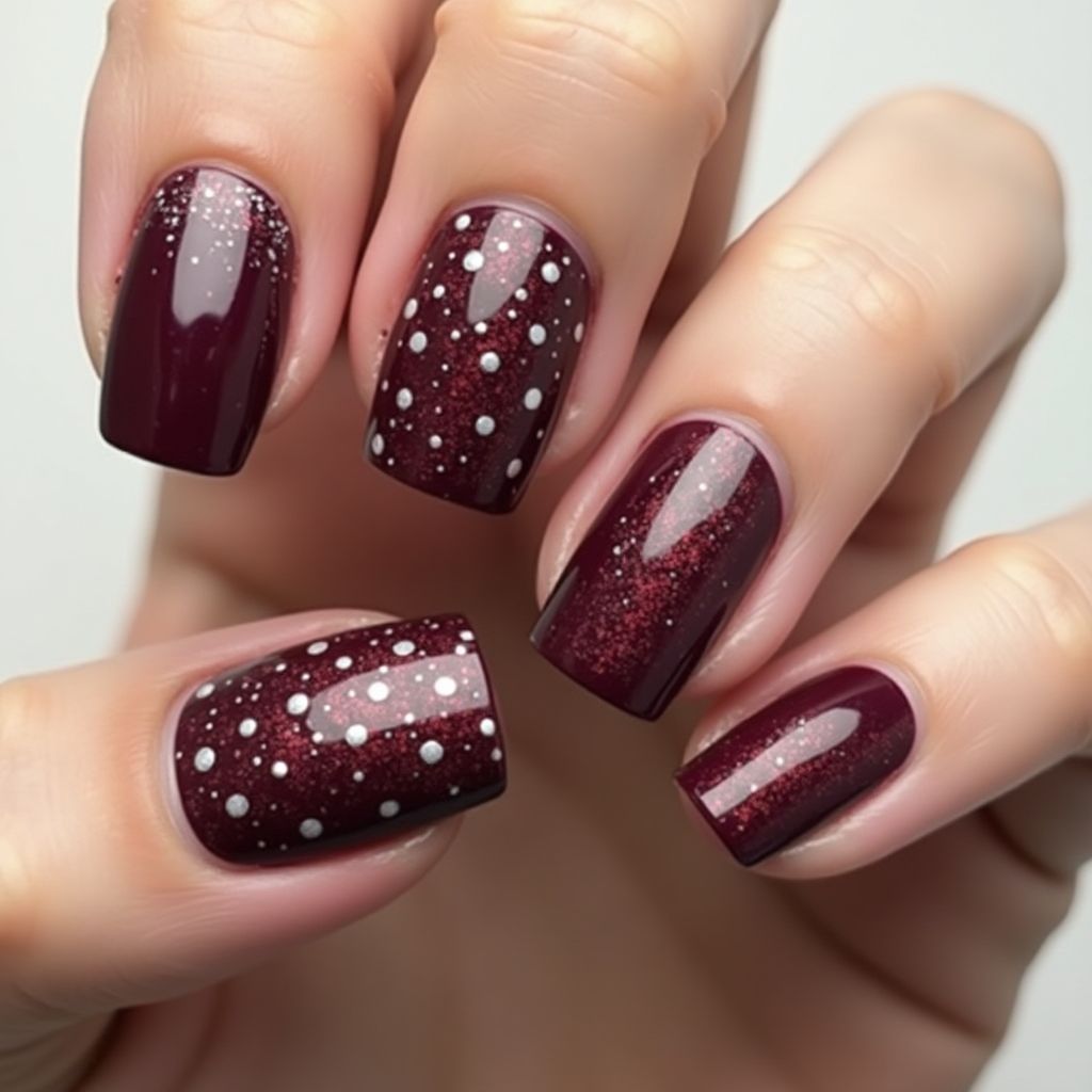 Wine Dotting Nail Design