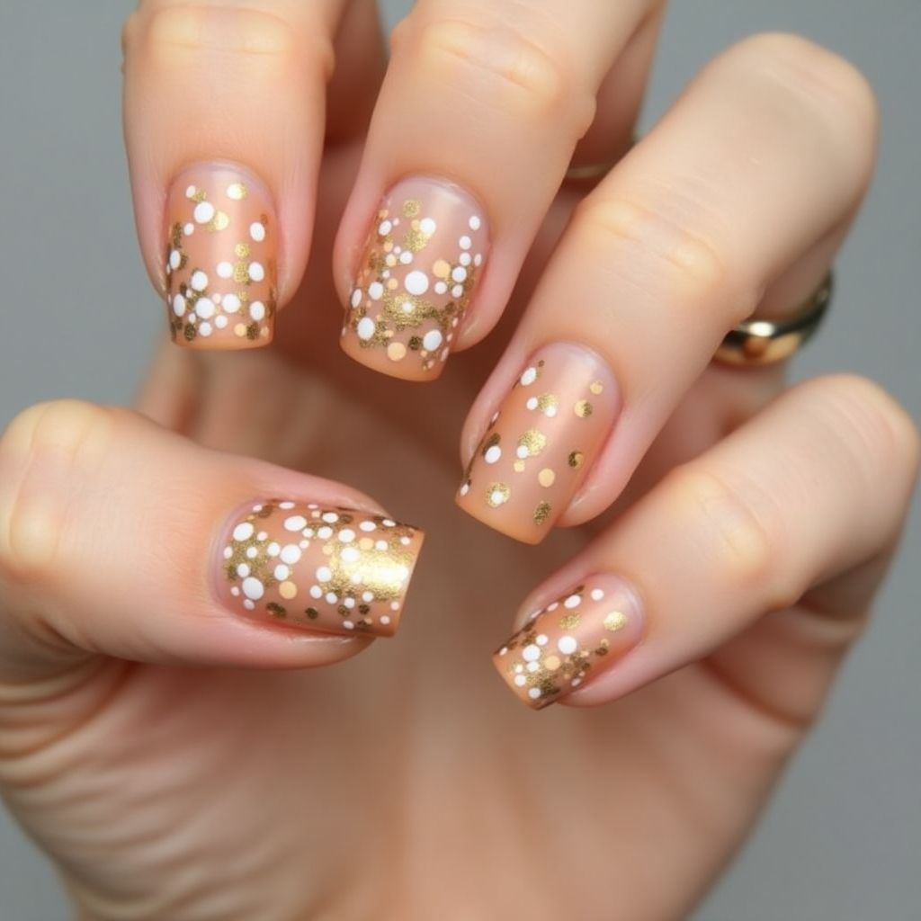 Tan Dotting Nail Design