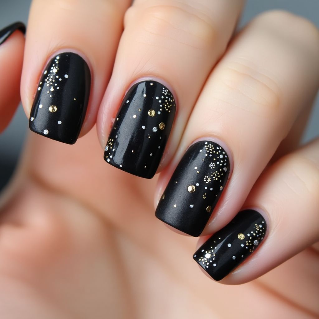 Black Dotting Nail Design