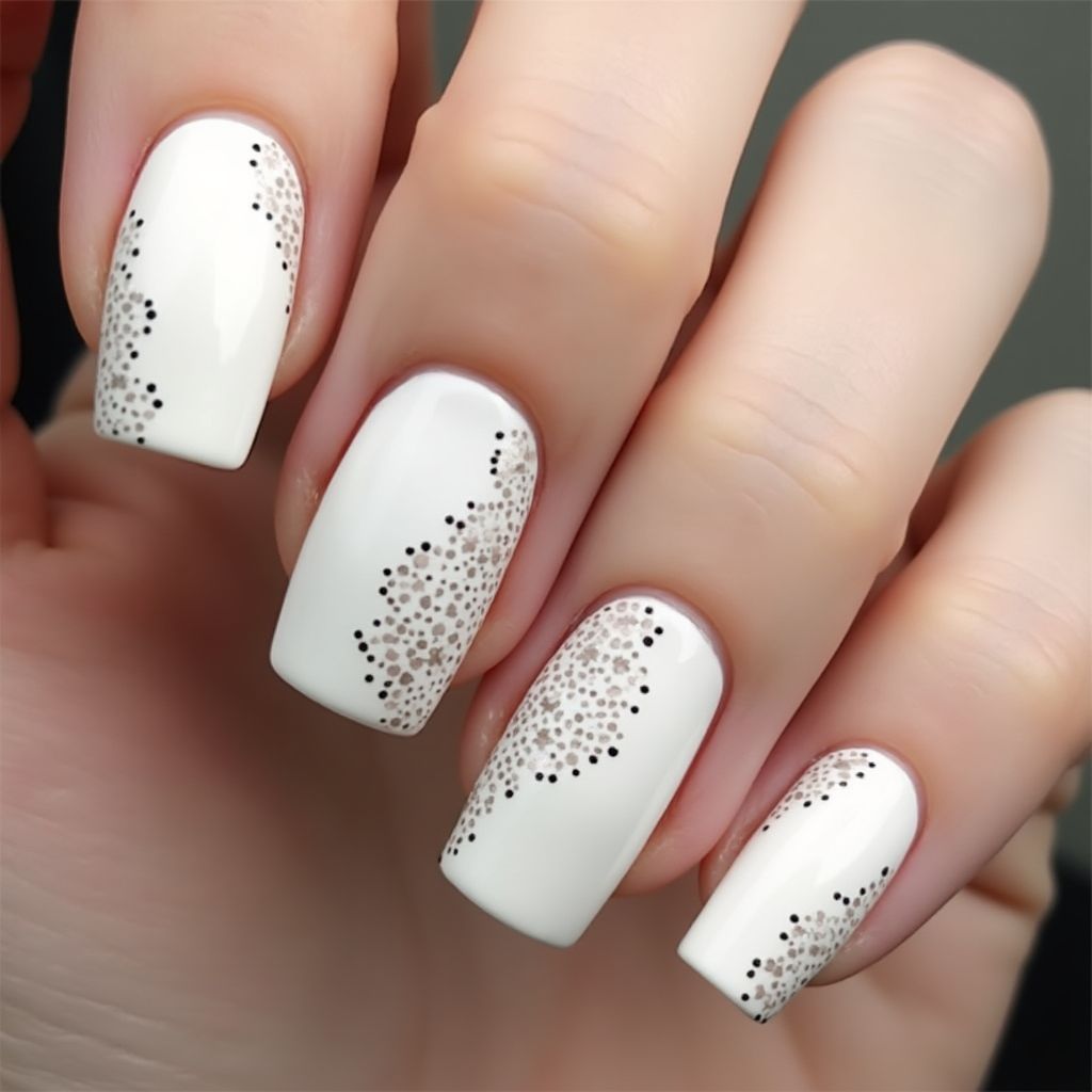 White Dotting Nail Design