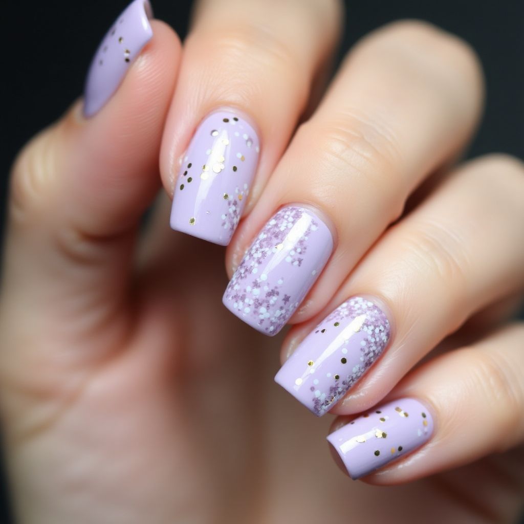 Lavender Dotting Nail Design