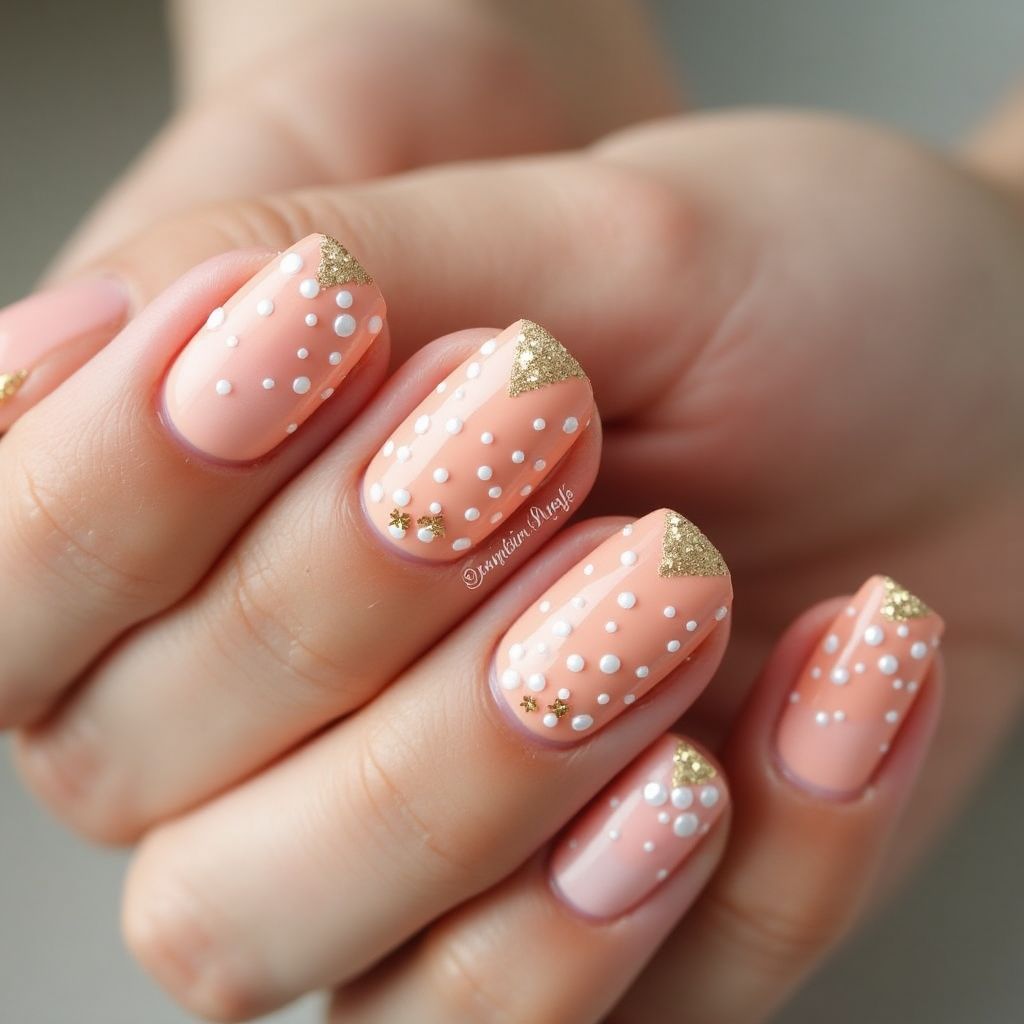 Peach Dotting Nail Design