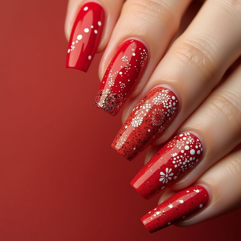 Red Dotting Nail Design